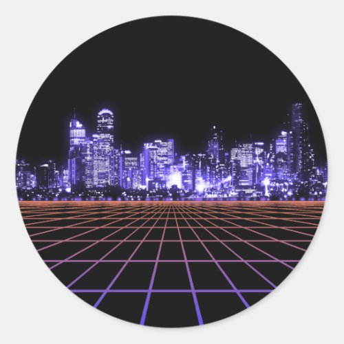 Digital City Grid Classic Round Sticker