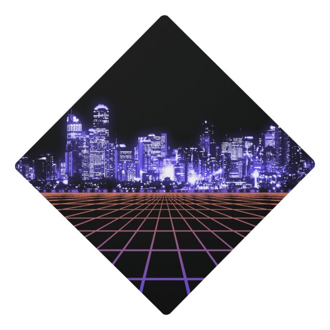 Digital City Grid Graduation Cap Topper (Front)