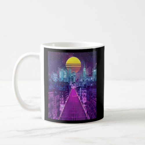 Digital Cityscape Retro Vaporwave Aesthetic Skylin Coffee Mug