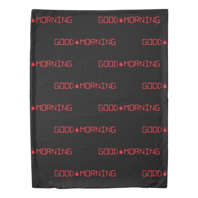 Digital Clock Good Morning Coffee Mug Early Birder Duvet Cover (Front)