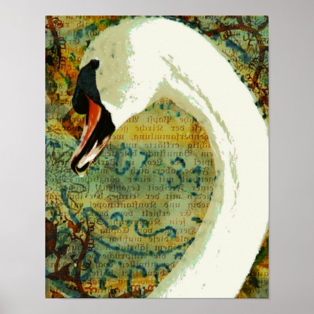 Digital Collage Swan Poster (Front)