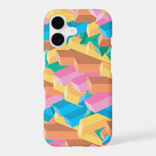 Digital Colorful Crystal Blocks Retro Abstract Art iPhone 17 Case