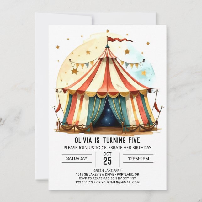 Digital Colorful Joy Circus Birthday Invitation (Front)