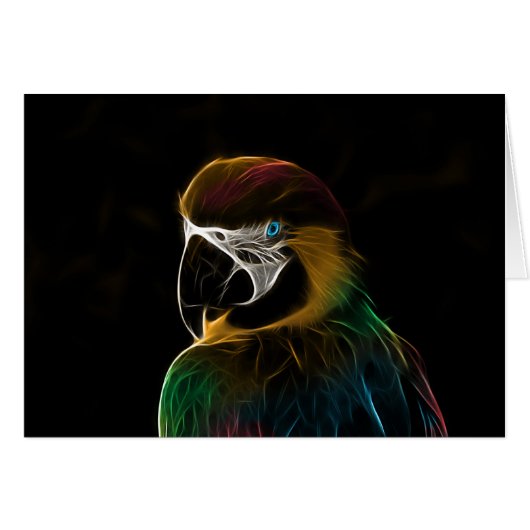 Digital colorful parrot fractal cards (Front Horizontal)