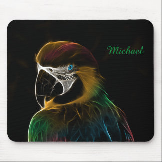 Digital colorful parrot fractal mouse pad
