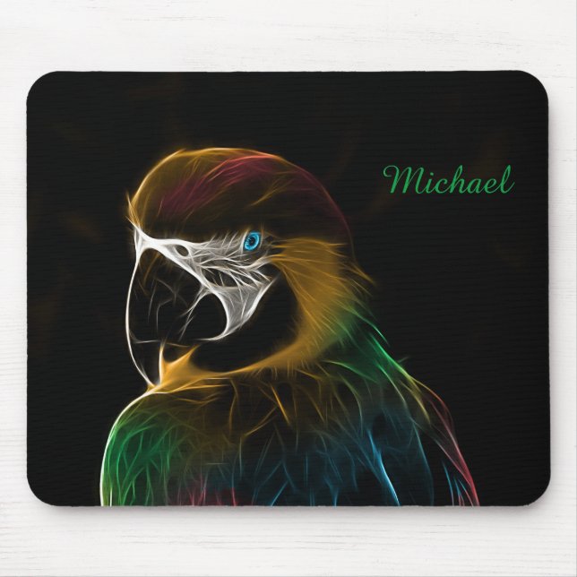 Digital colorful parrot fractal mouse pad (Front)