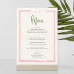 Digital Colorful Pink and Green Flat Menu Invitation<br><div class="desc">Hand Drawn Fun Colorful Pink and Green Flat Menu | Handwritten French Wedding Table  Cards Flat Menu Elegant Calligraphy Eat and Drink Wedding Menus | Simple Calligraphy Rustic Wedding Menus Wedding Menus,  Rustic Wedding Menu,  Floral Wedidng Menu,  Wedding Table Menu</div>