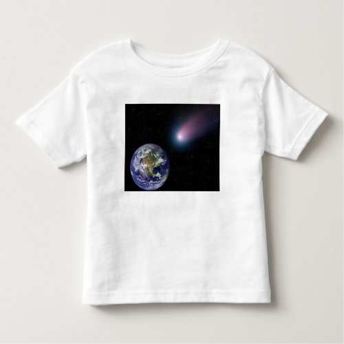 Digital composite of a comet heading towards Ea Toddler T_shirt