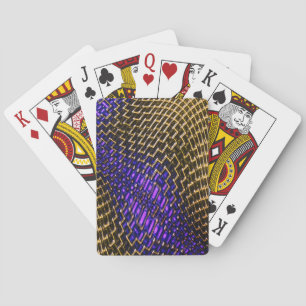 Digital crooked mesh of showy sepia wire on violet poker cards