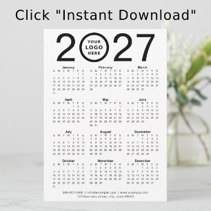 Digital Custom 2027 Calendar with Logo   Download Invitation