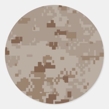 Digital Desert Camouflage Classic Round Sticker by staticnoise at Zazzle