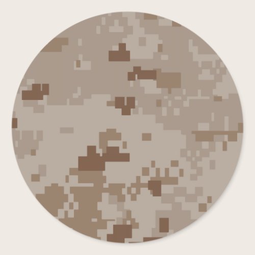 Digital Desert Camouflage Classic Round Sticker Digital Desert Camouflage Classic Round Sticker