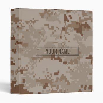 Digital Desert Camouflage Customizable 3 Ring Binder by staticnoise at Zazzle