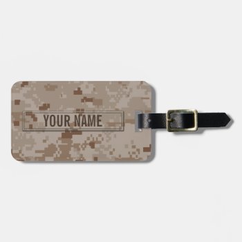 Digital Desert Camouflage Customizable Luggage Tag by staticnoise at Zazzle