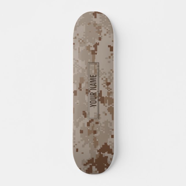 Digital Desert Camouflage Customizable Skateboard Deck (Front)