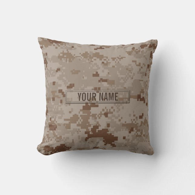 Digital Desert Camouflage Customizable Throw Pillow (Front)