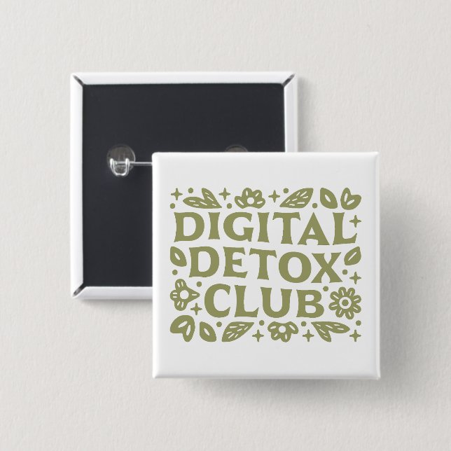 Digital detox club wellness girl aesthetic button (Front & Back)