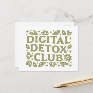 Digital detox club wellness girl green aesthetic postcard