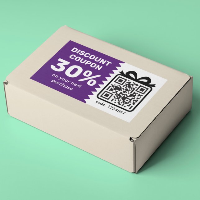 Digital Discount Coupon With QR Code And Logo Rectangular Sticker (Creator Uploaded)