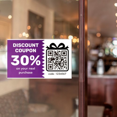 Digital Discount Coupon With QR Code And Logo  Sticker