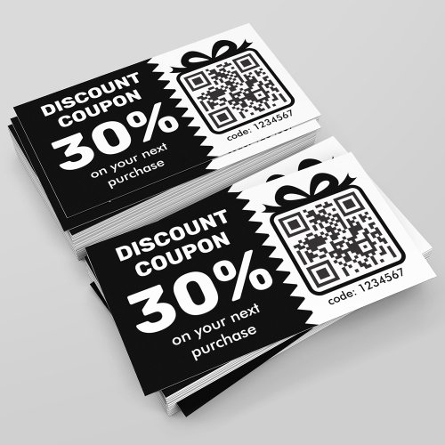 Digital Discount Coupon With QR Code Logo Black
