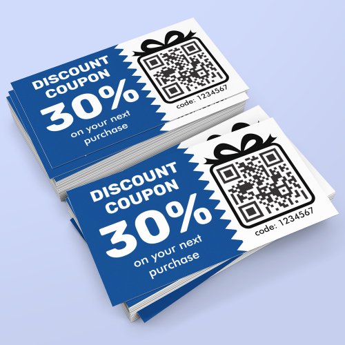 Digital Discount Coupon With QR Code Logo Blue