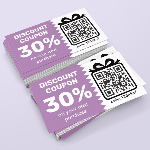 Digital Discount Coupon With QR Code Logo Lavender