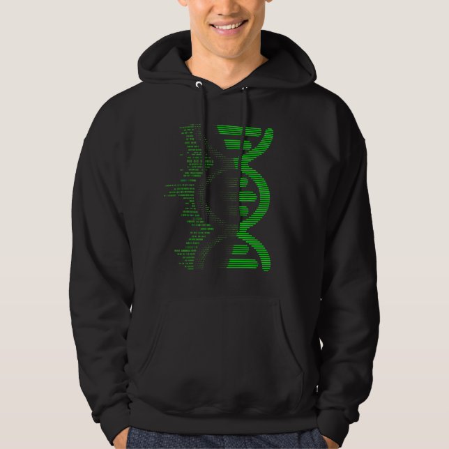 Digital DNA Helix Hoodie – Futuristic Code Strand (Front)