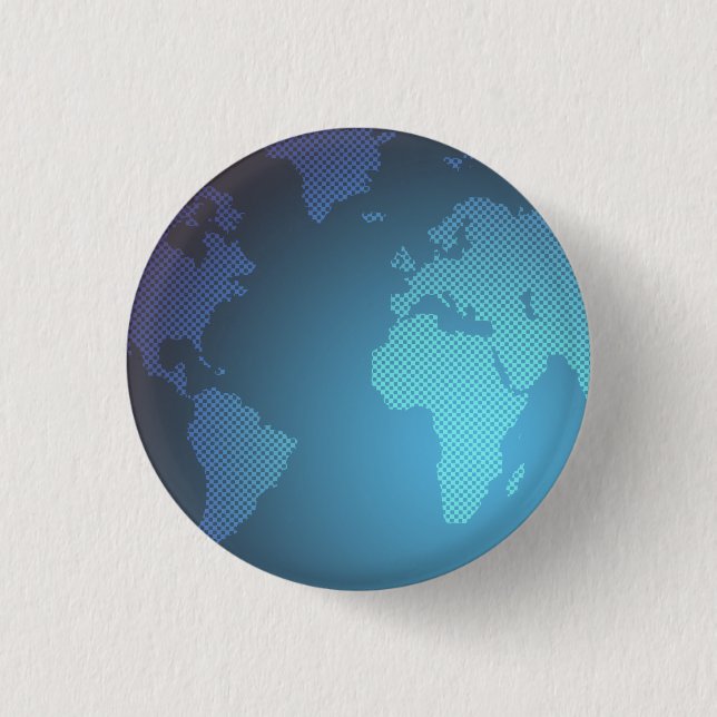 Digital Dot World Map Gradient Art Button (Front)