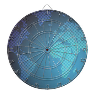 Digital Dot World Map Gradient Art Dart Board
