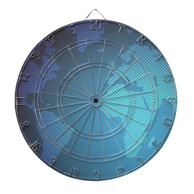 Digital Dot World Map Gradient Art Dart Board (Front)