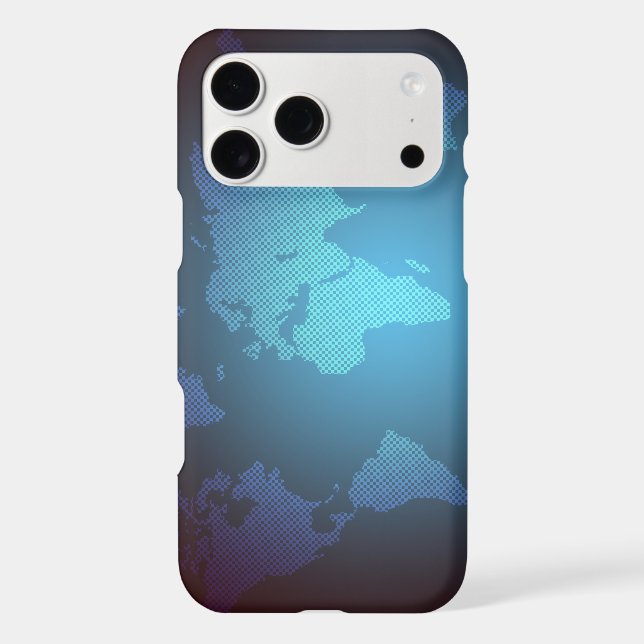 Digital Dot World Map Gradient Art Iphone Case (Back)