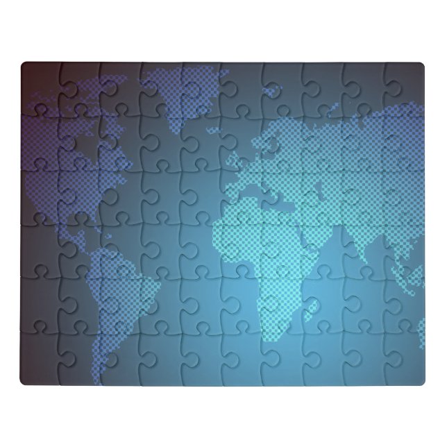Digital Dot World Map Gradient Art Jigsaw Puzzle (Puzzle Horizontal)