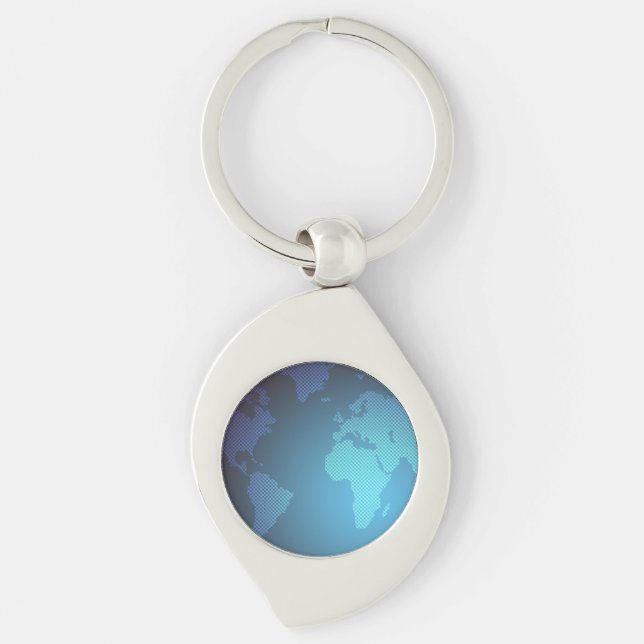 Digital Dot World Map Gradient Art Keychain (Front)