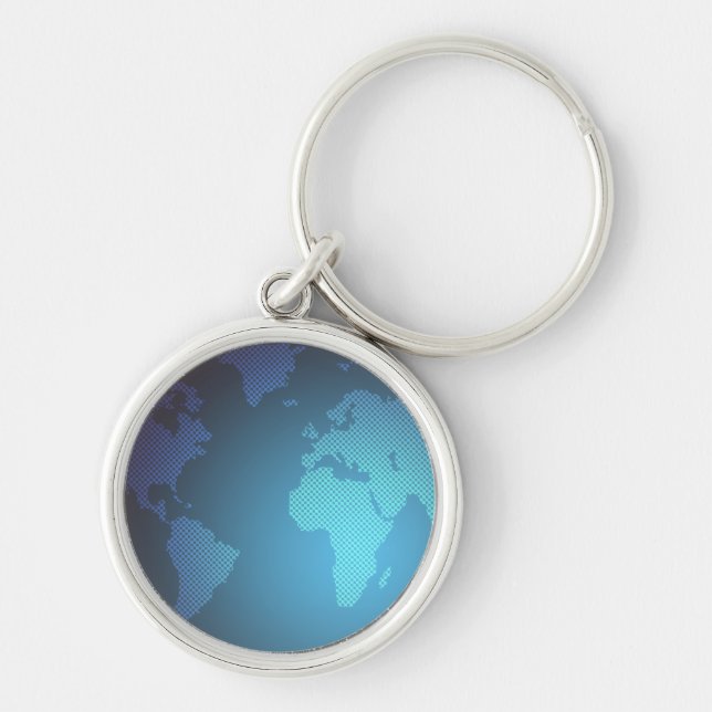 Digital Dot World Map Gradient Art Keychain (Front)