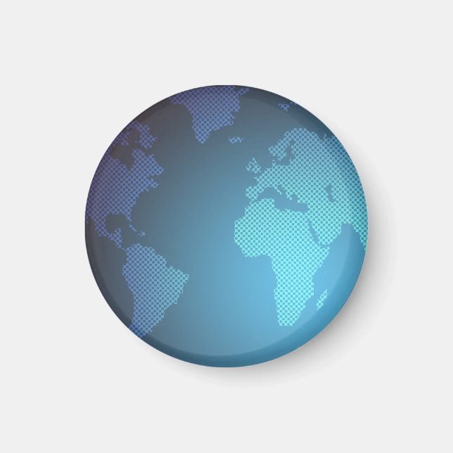 Digital Dot World Map Gradient Art Magnet (Front)