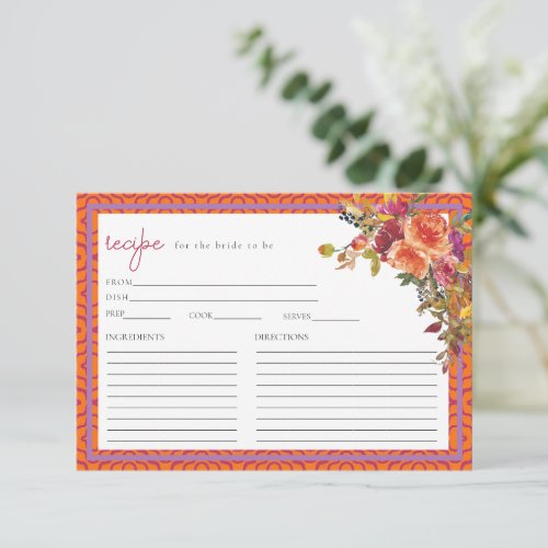 Digital Download Fuchsia Floral Recipe Card