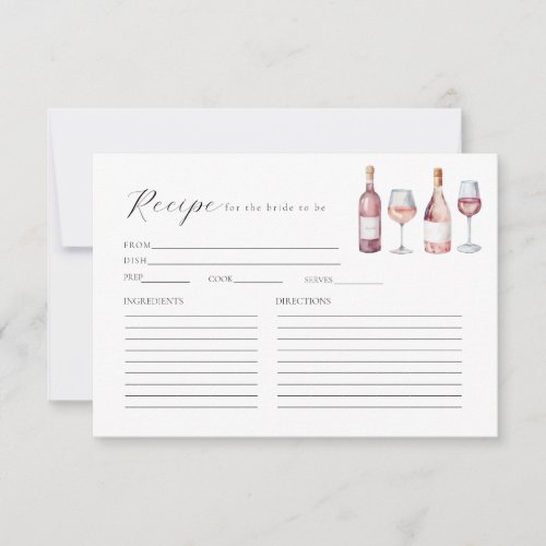 Digital Download Vino Before Vows Recipe Card