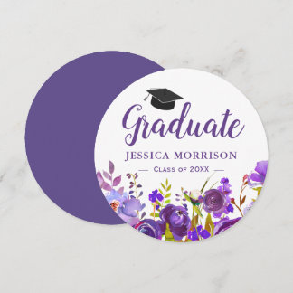 (digital download) Violet Purple Floral Graduation Invitation