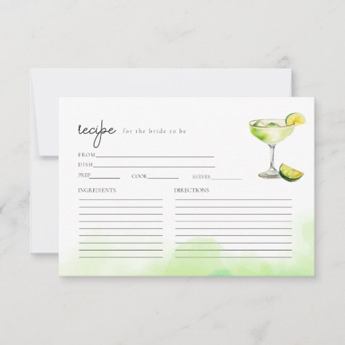 Digital Download Watercolor Margarita Recipe Card