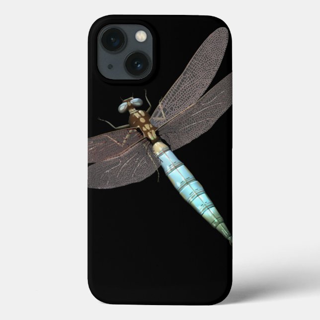 Digital Dragonfly Close Up on Black Case-Mate iPhone Case (Back)