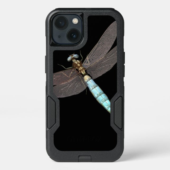 Digital Dragonfly on Black Otterbox iPhone Case (Back)
