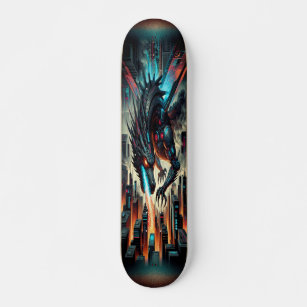 Digital Dragon's Dominion: Cyberpunk Dragon  Skateboard
