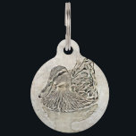 Digital Duck Art Pet Name Tag<br><div class="desc">Digital artwork of a duck on vintage texture background.</div>