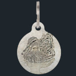 Digital Duck Art Pet Name Tag<br><div class="desc">Digital artwork of a duck on vintage texture background.</div>
