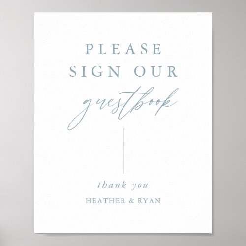 Digital Dusty Blue Calligraphy Sign Our Guestbook 