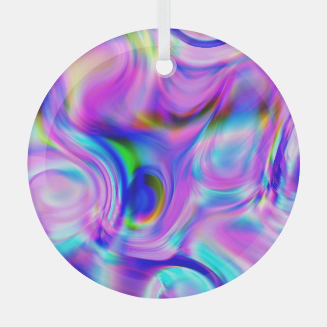 Digital effects: multicolor abstract pattern. glass ornament (Front)