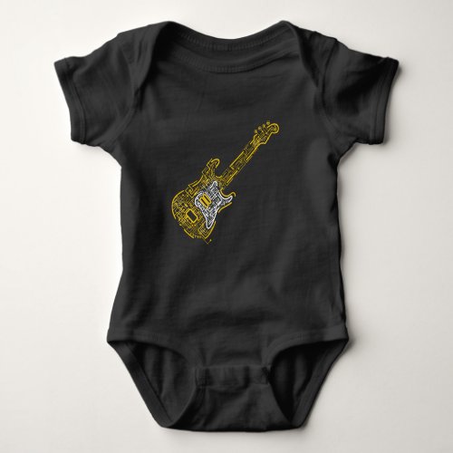 Digital Electronic Electric Guitar Music Theme Baby Bodysuit