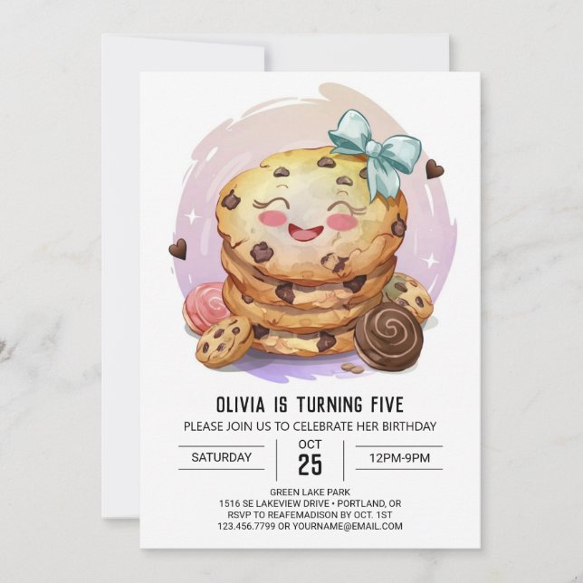 Digital Elegant Chocolate Cookies Birthday Invitation (Front)