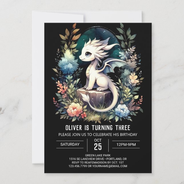 Digital Elegant Dragon Birthday Invitation (Front)